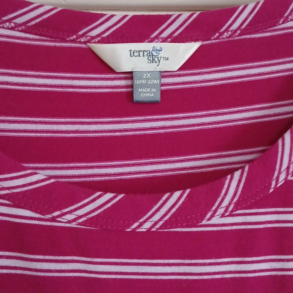 Terra & Sky Pink and White Striped Drawstring Waist Dress